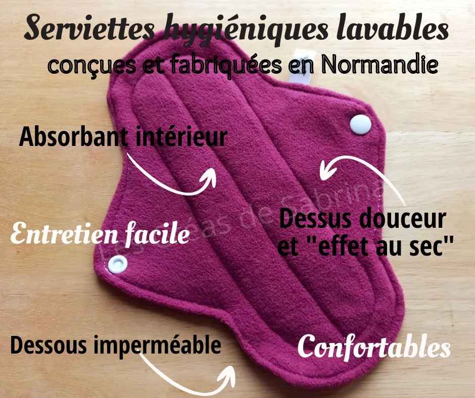 Les Créas de Sabrina serviette hygiénique lavable jour flux abondant