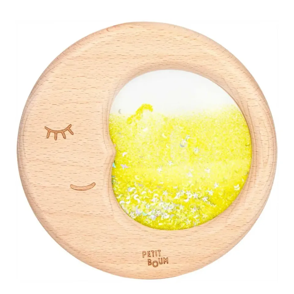 Petit Boum lune sensorielle bois phosphorescente 15 cm