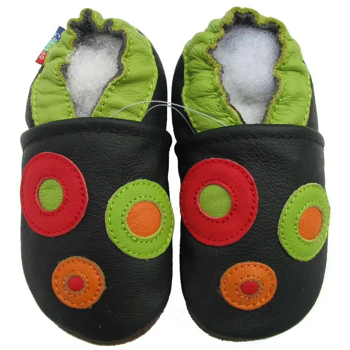 Carozoo Bunny chaussons cuir souple fond rouge