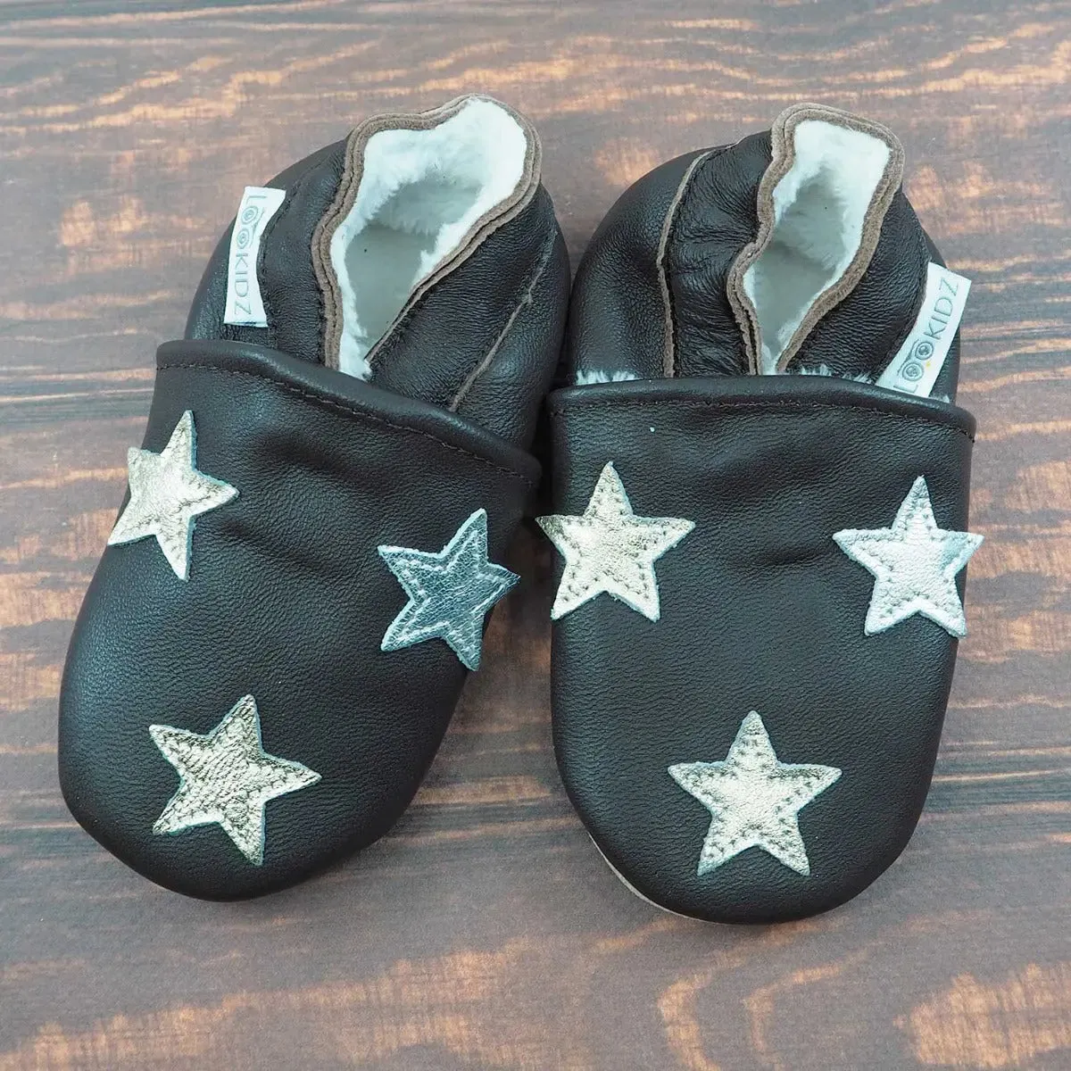 Lookidz chaussons bébé en cuir fourrés, 3-6 mois