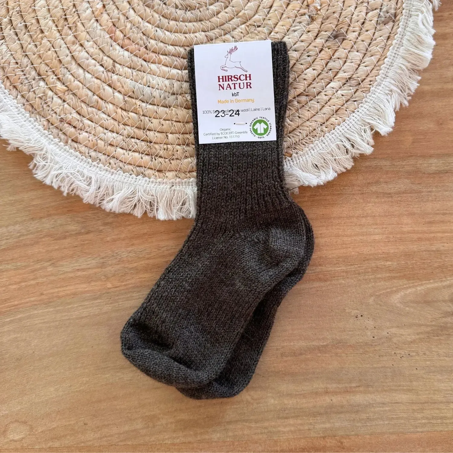 LiliNappy Hirsch Natur chaussettes laine enfant bio