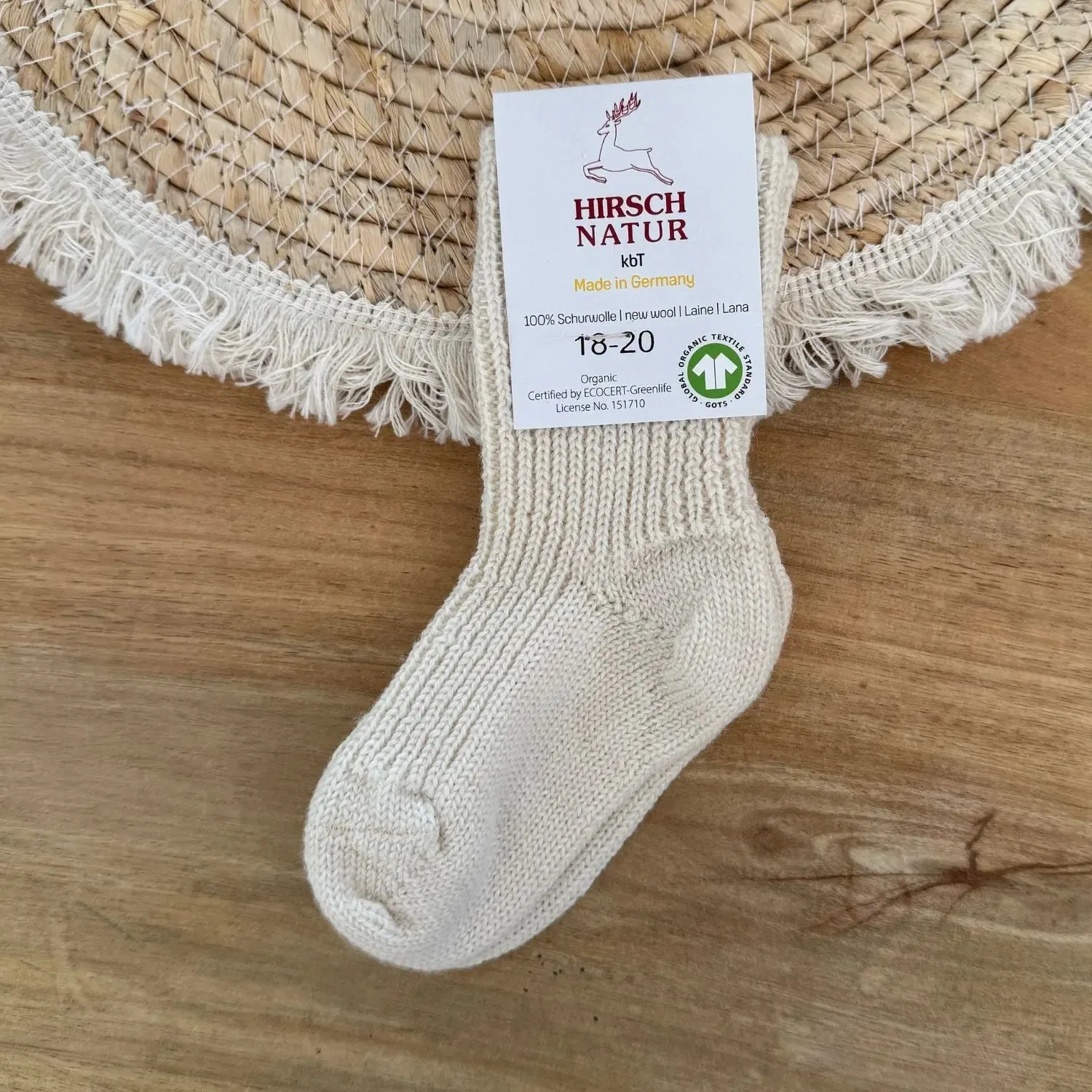 LiliNappy Hirsch Natur chaussettes laine enfant bio