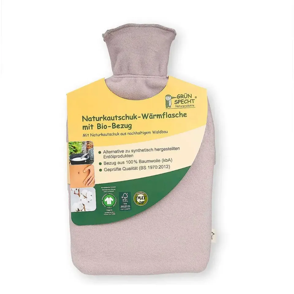 Grünspecht bouillotte latex housse coton bio 2L