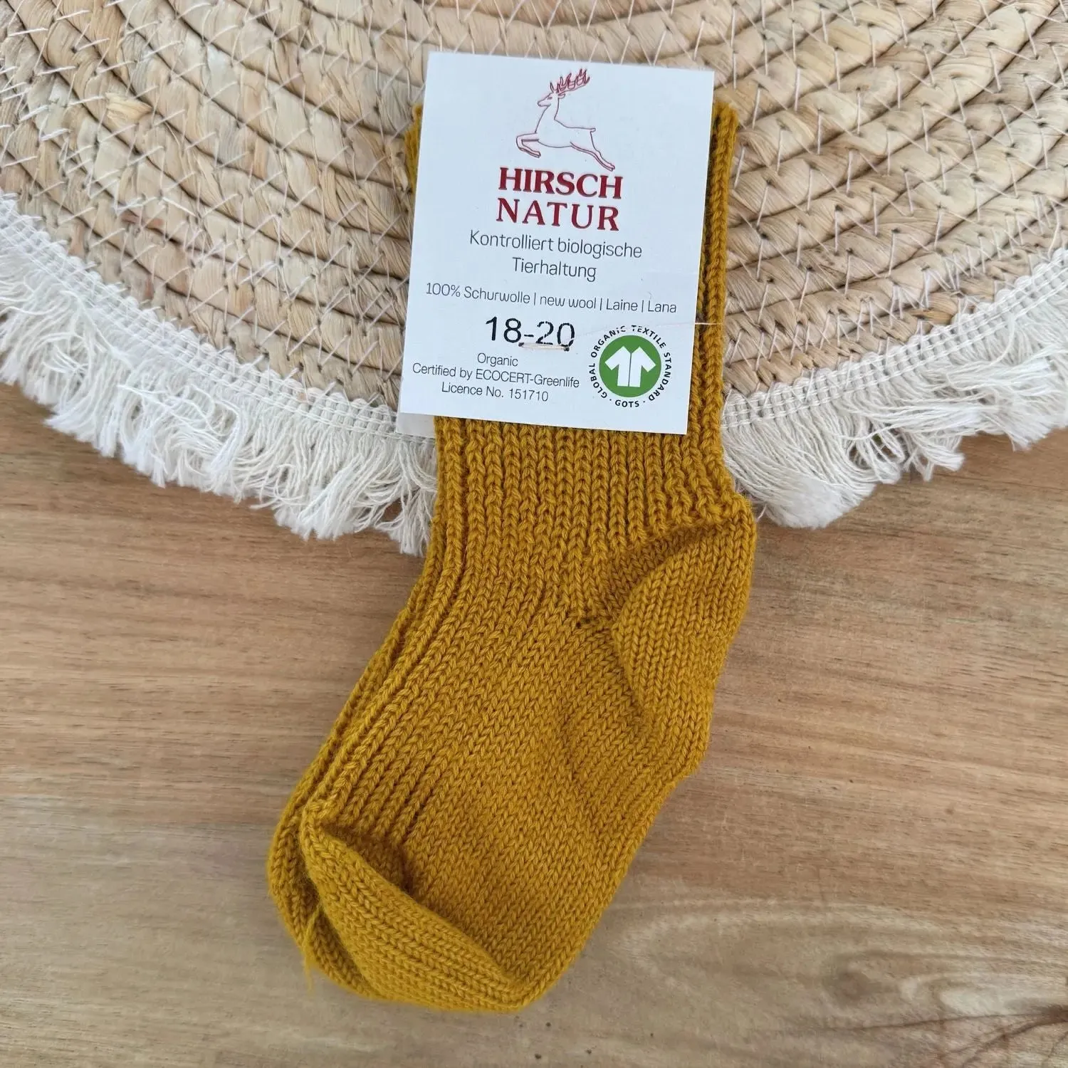 LiliNappy Hirsch Natur chaussettes laine enfant bio