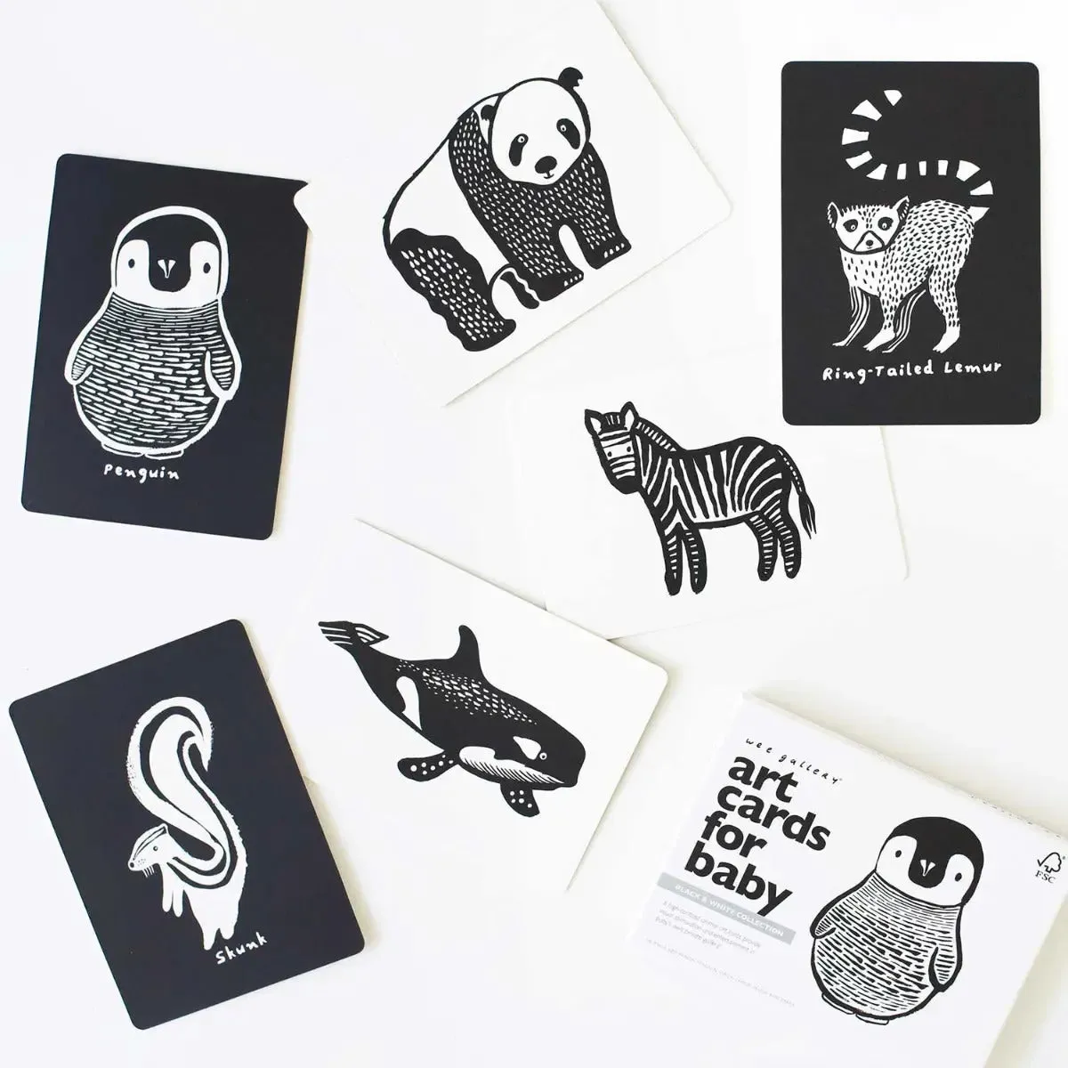 Wee Gallery cartes éveil bébé noir et blanc 6 contraste