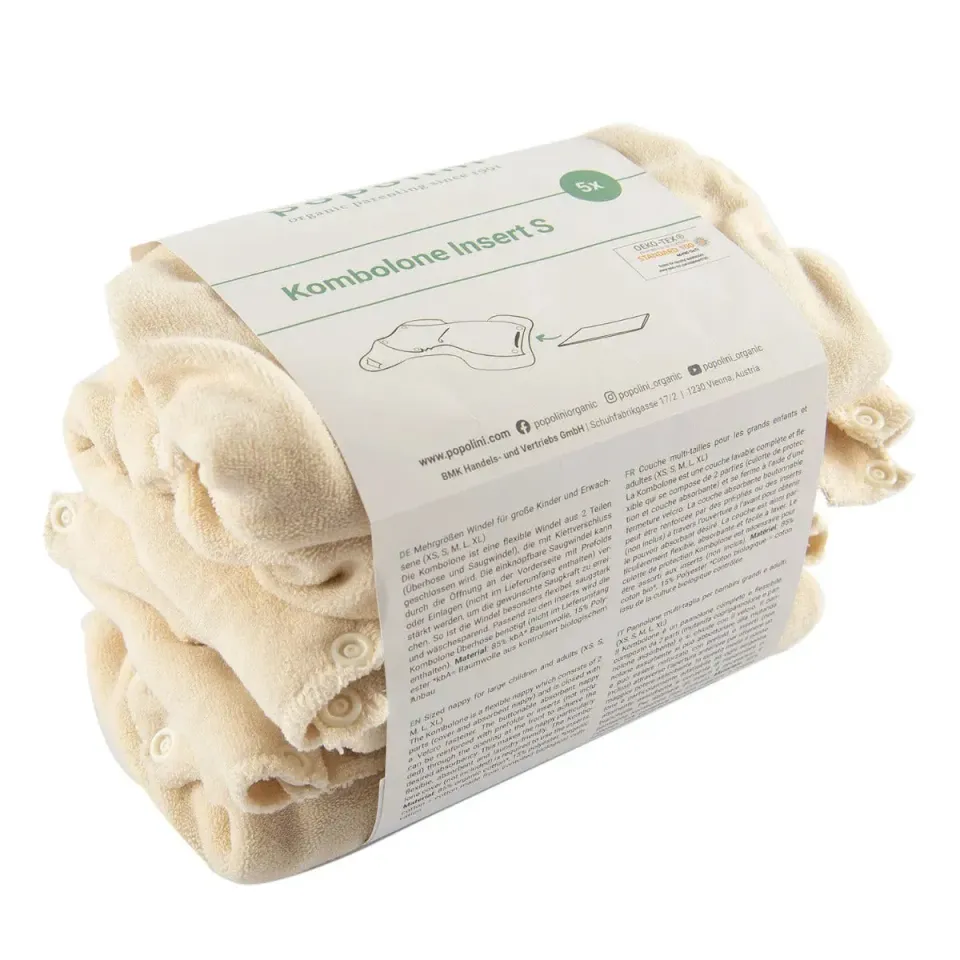 Popolini Kombolone inserts coton bio lot de 5