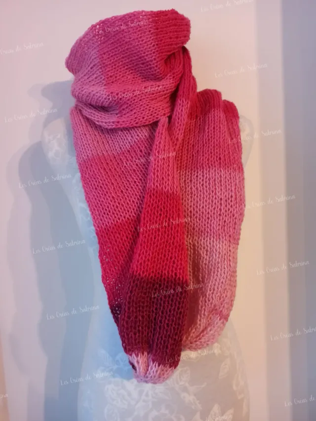 Les Créas de Sabrina écharpe multicolore tricotée adulte rose