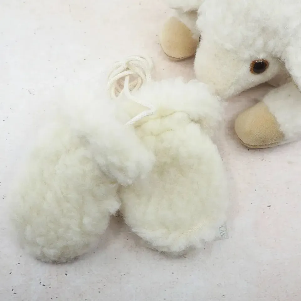 Saling Bébé moufles laine vierge Naturel 0-18 mois