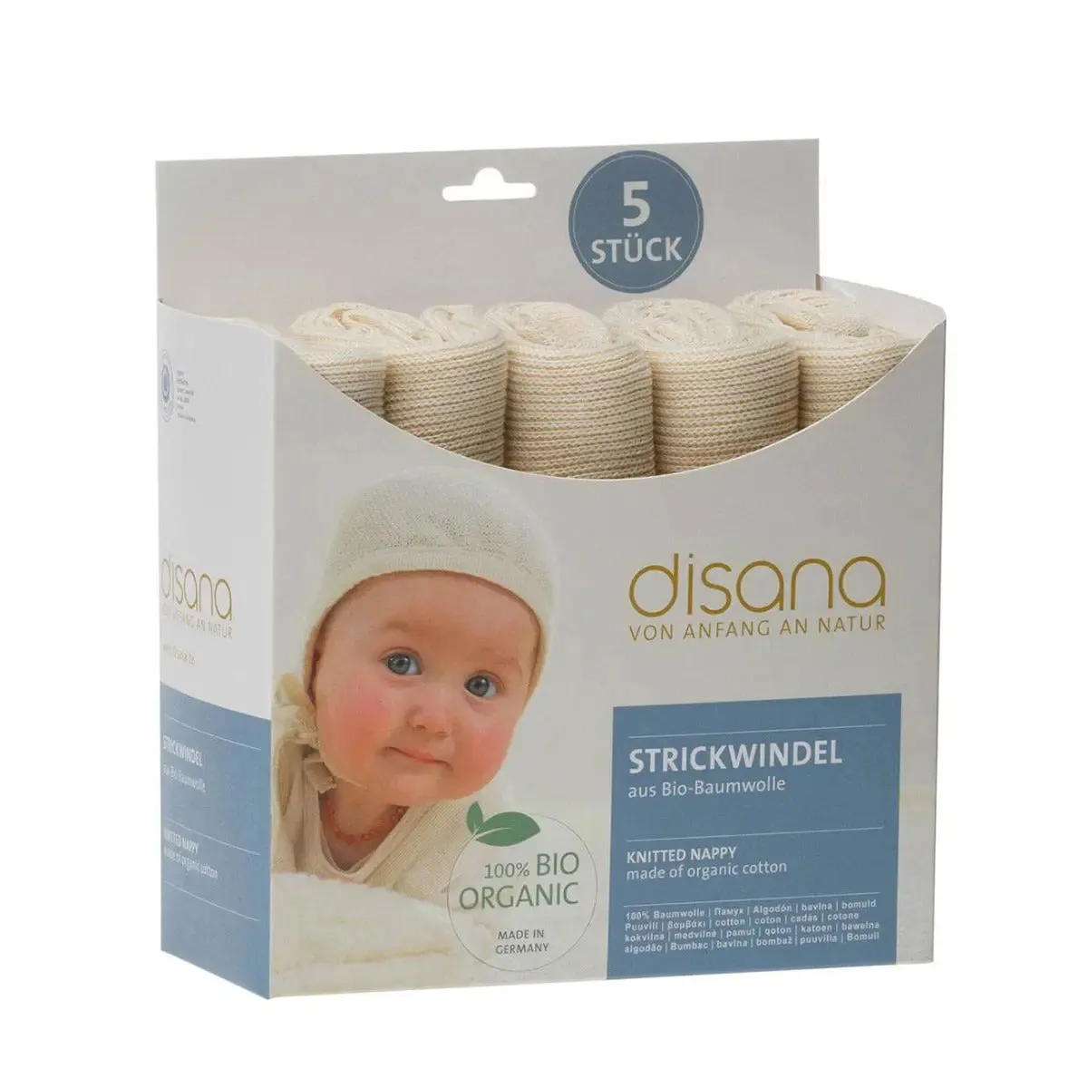 Disana lange tricoté à nouer coton bio couche lavable