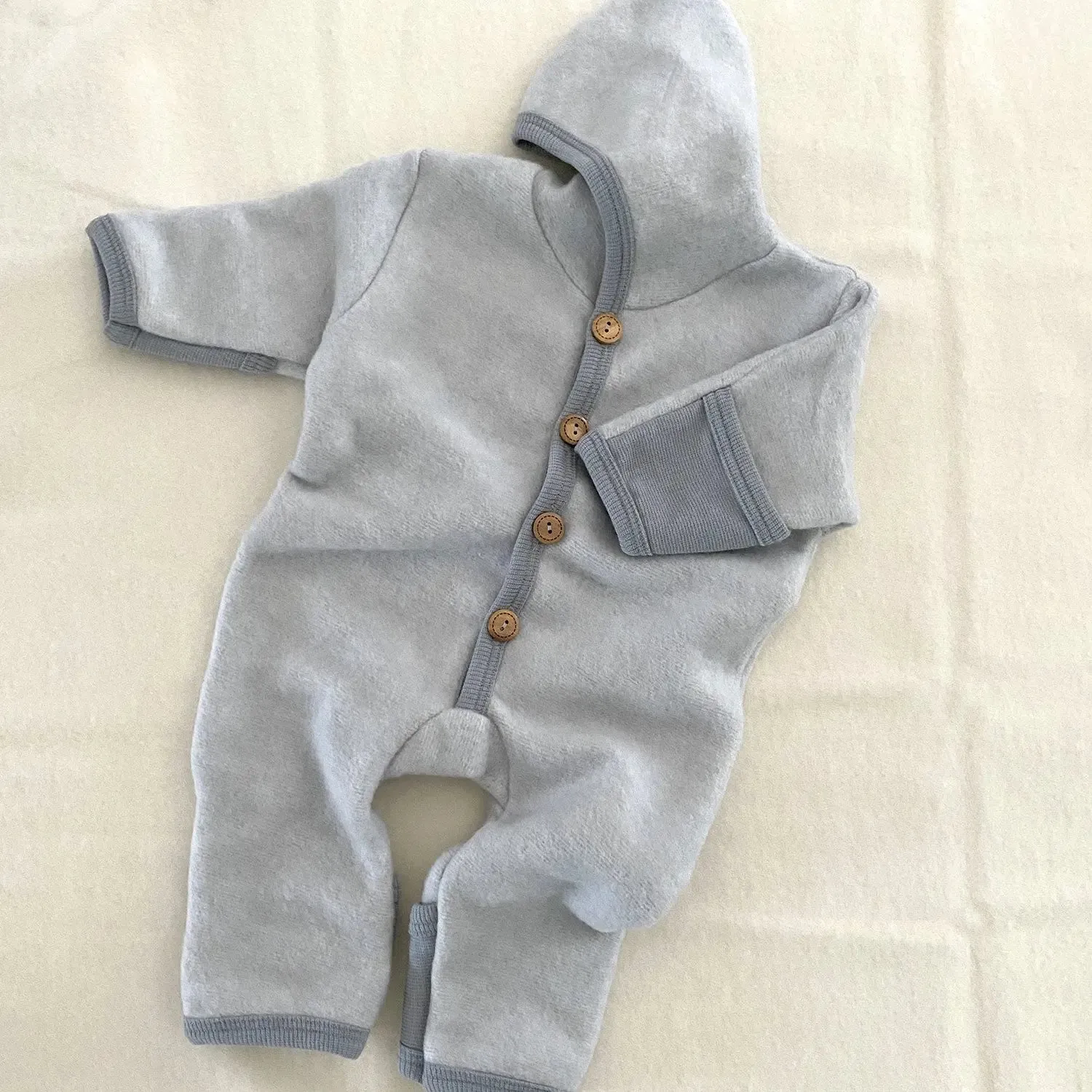 Cosilana Combinaison Bébé Polaire Laine Coton Bio Gris