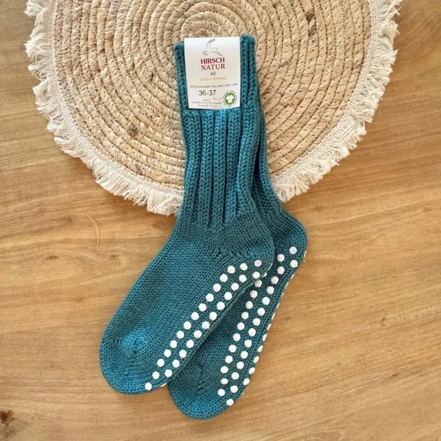 Hirsch Natur chaussettes laine bio adulte ant KiDérapantes
