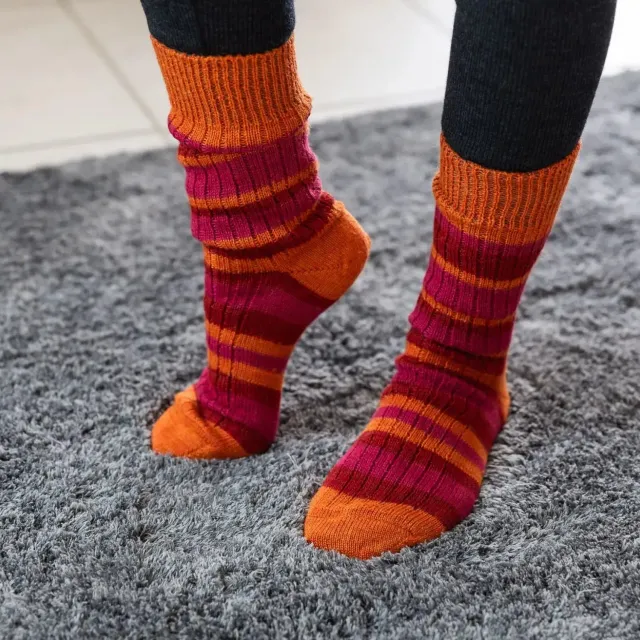Hirsch Natur chaussettes épaisses rayées laine bio paire
