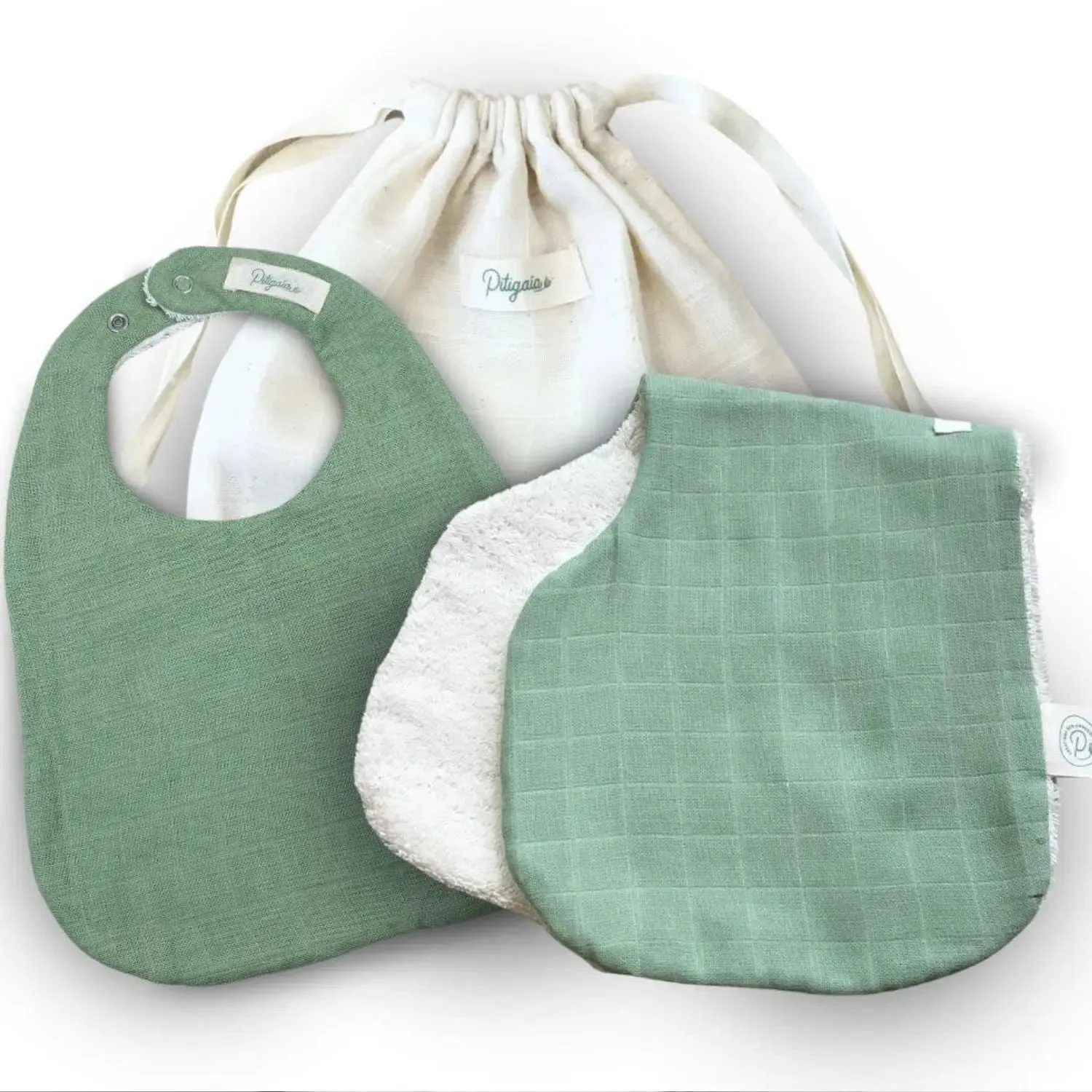 Pitigaïa Duo bavoirs bébé coton bio lot de 2