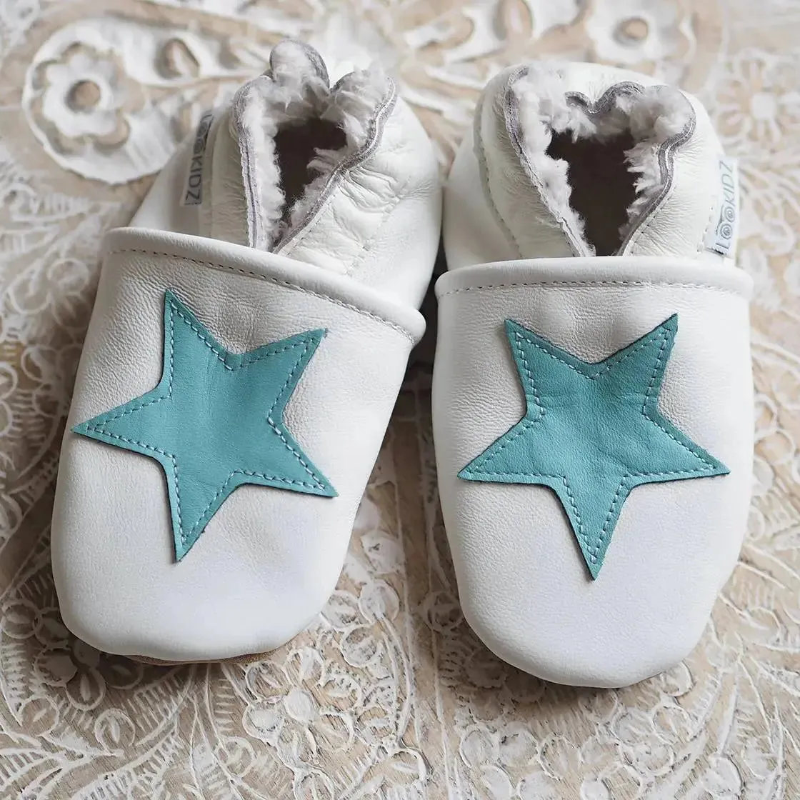 Lookidz chaussons bébé en cuir fourrés, 3-6 mois