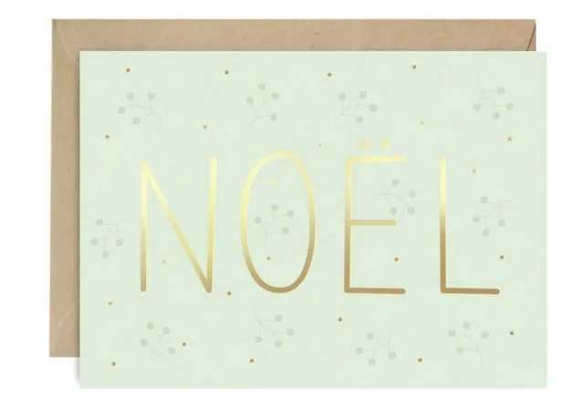 Zü Carte Noël or mint 10 x 15 cm avec enveloppe kraft