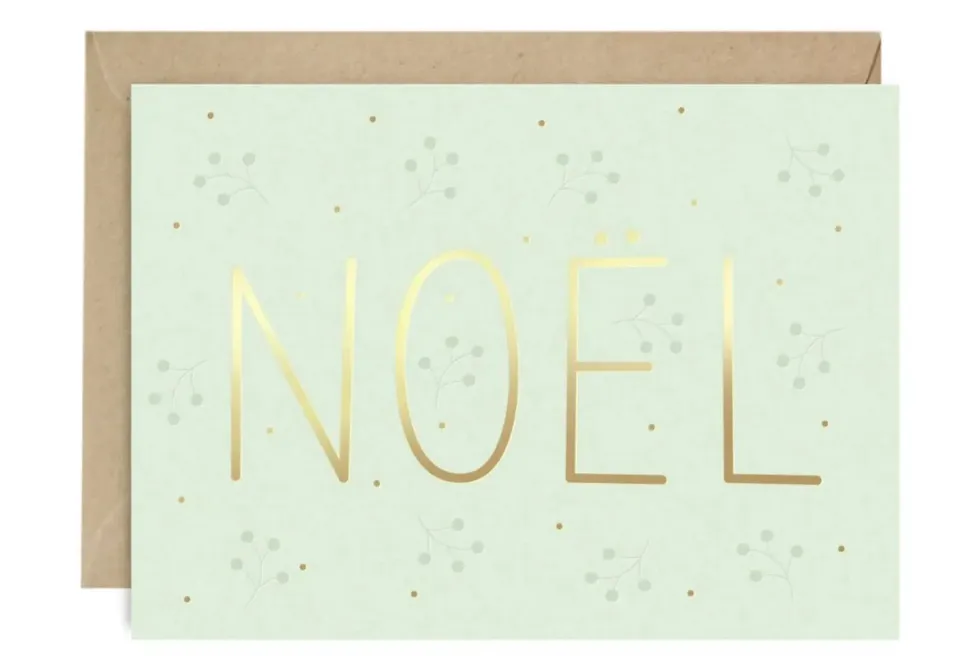Zü Carte Noël or mint 10 x 15 cm avec enveloppe kraft