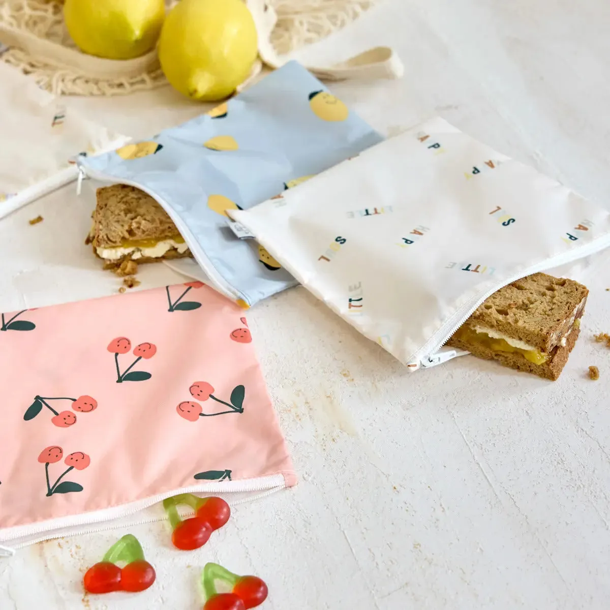 Lässig pochettes snack Happy Fruits lot 2 réutilisables