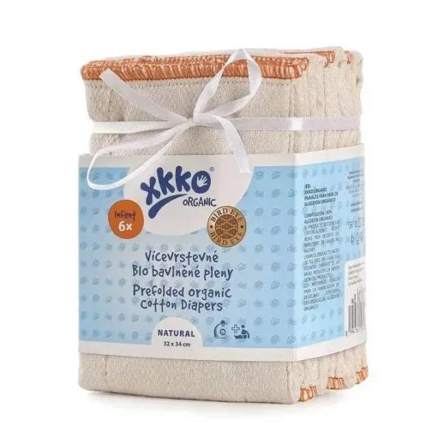 Xkko Bird Eye Infant lot 6 langes coton bio 32x34cm