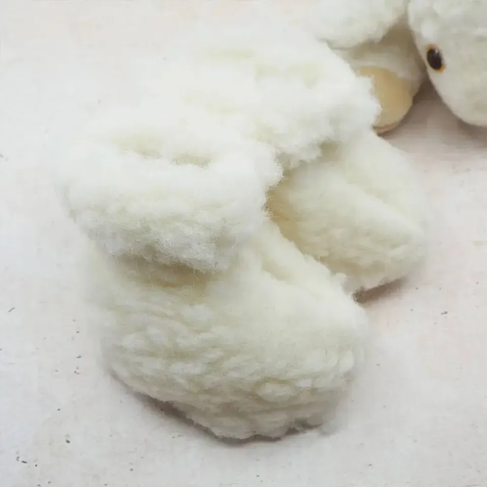 Saling chaussons bébé en laine vierge naturels, naissance à 18 mois