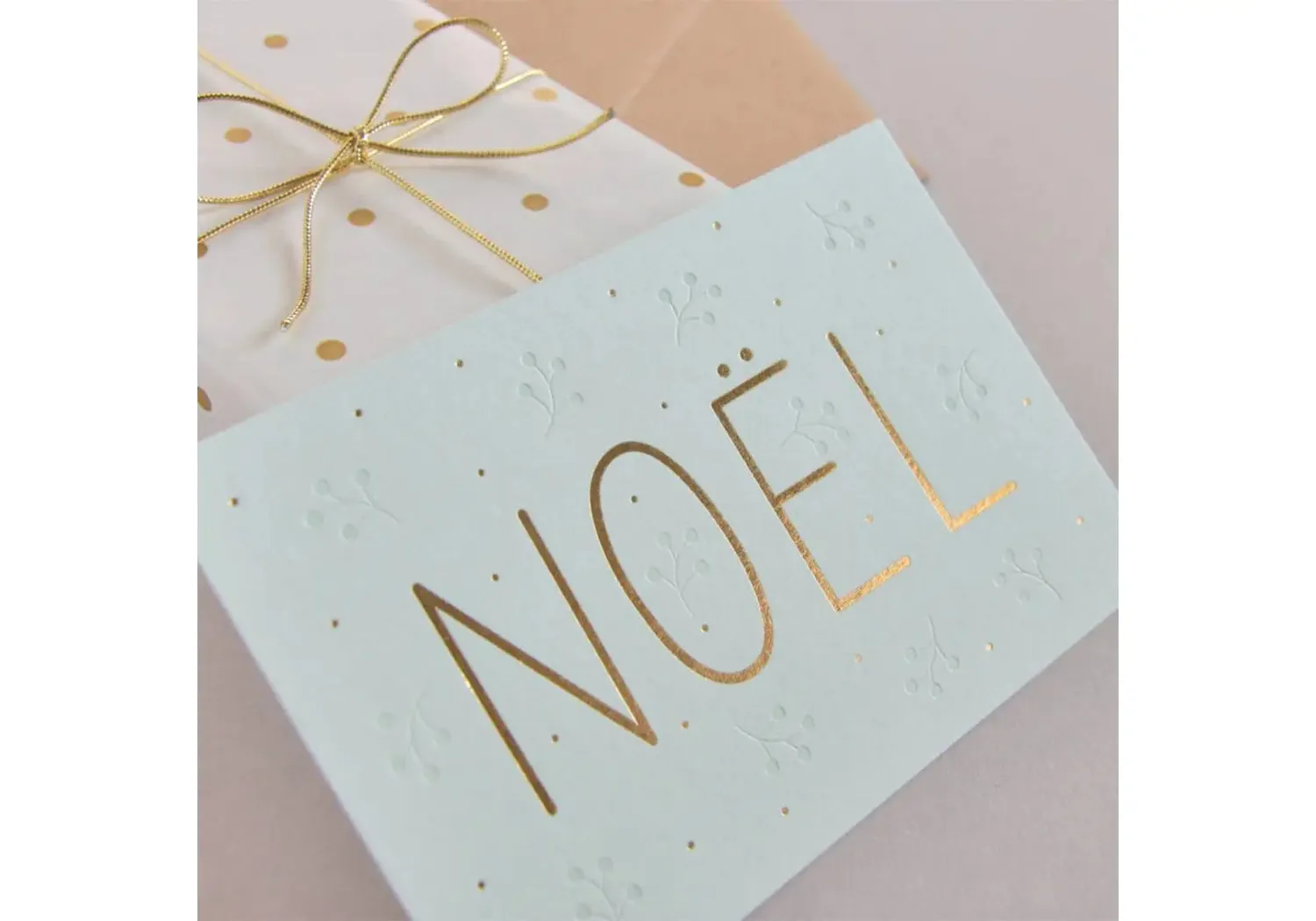 Zü Carte Noël or mint 10 x 15 cm avec enveloppe kraft