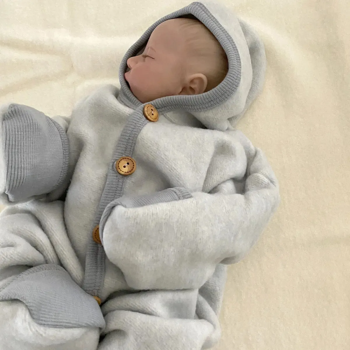 Cosilana Combinaison Bébé Polaire Laine Coton Bio Gris