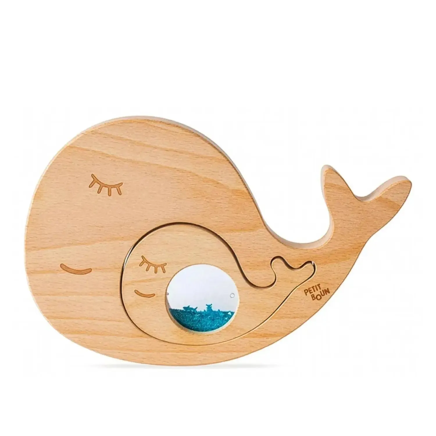 Petit Boum Whale & Baby puzzle sensoriel bois