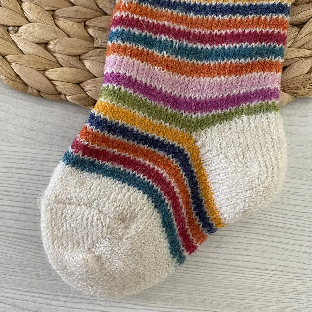 Hirsch Natur Rainbow chaussettes laine bio enfant chaudes