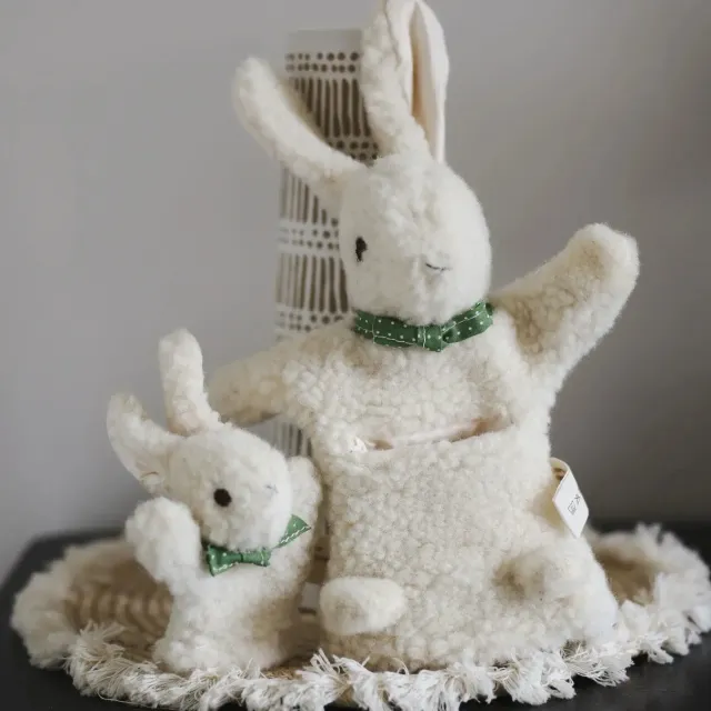 Sassoupi Maman Bébé marionnette laine vierge douce
