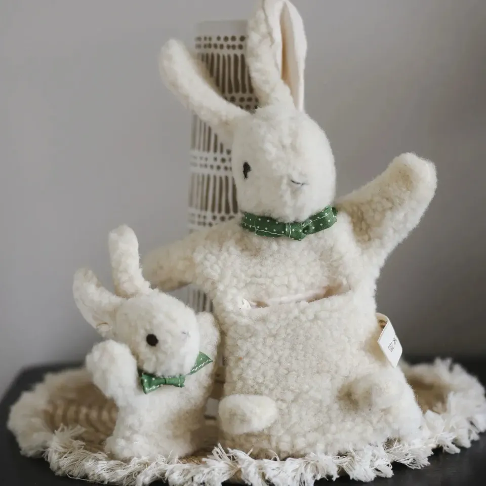 Sassoupi Maman Bébé marionnette laine vierge douce