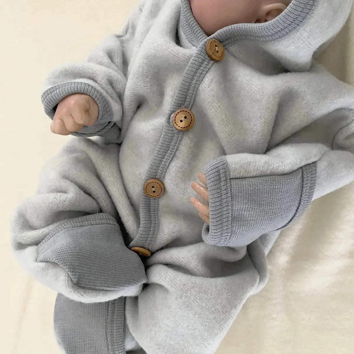Cosilana Combinaison Bébé Polaire Laine Coton Bio Gris