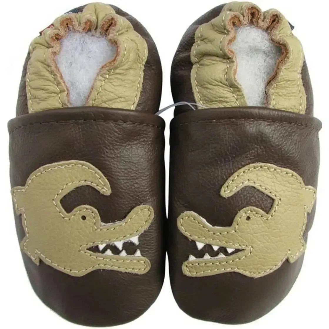 Carozoo Bunny chaussons cuir souple fond rouge