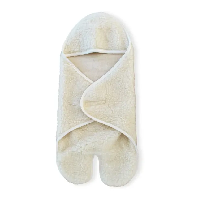 Sassoupi couverture enveloppante bébé laine vierge 78x78 écru