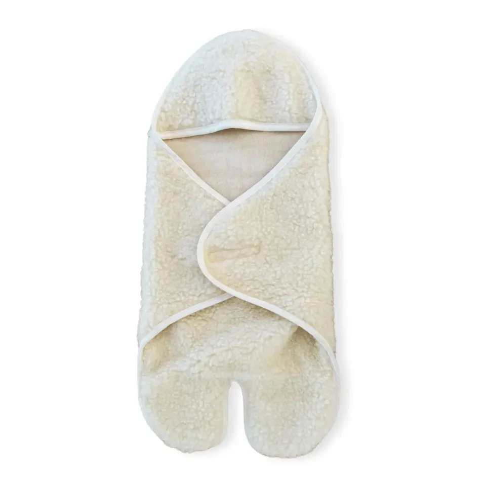 Sassoupi couverture enveloppante bébé laine vierge 78x78 écru