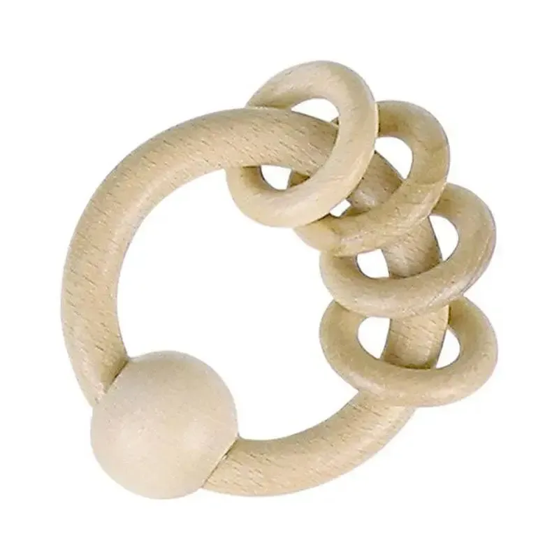 Heimess Hochet 4 Anneaux Bois Naturel Dentition Bébé