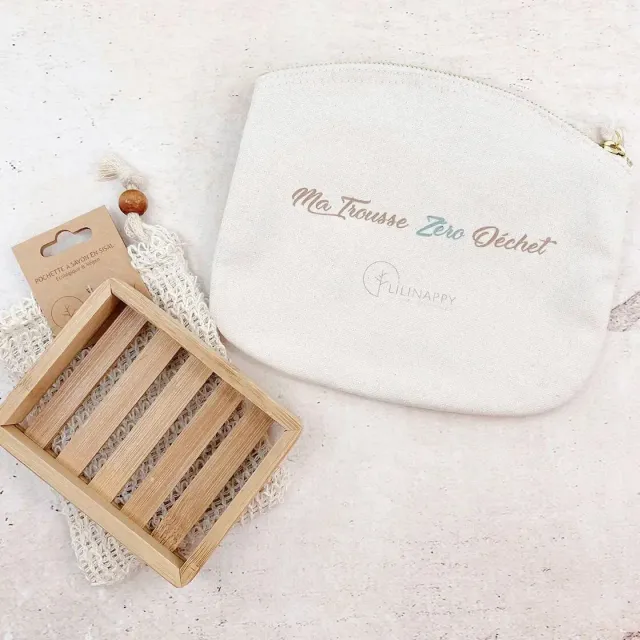 LiliNappy trousse coton bio 11x14 cm pochette sisal
