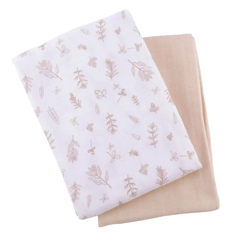 Popolini maxi-langes en coton bio, lot de 2, 120 x 120 cm