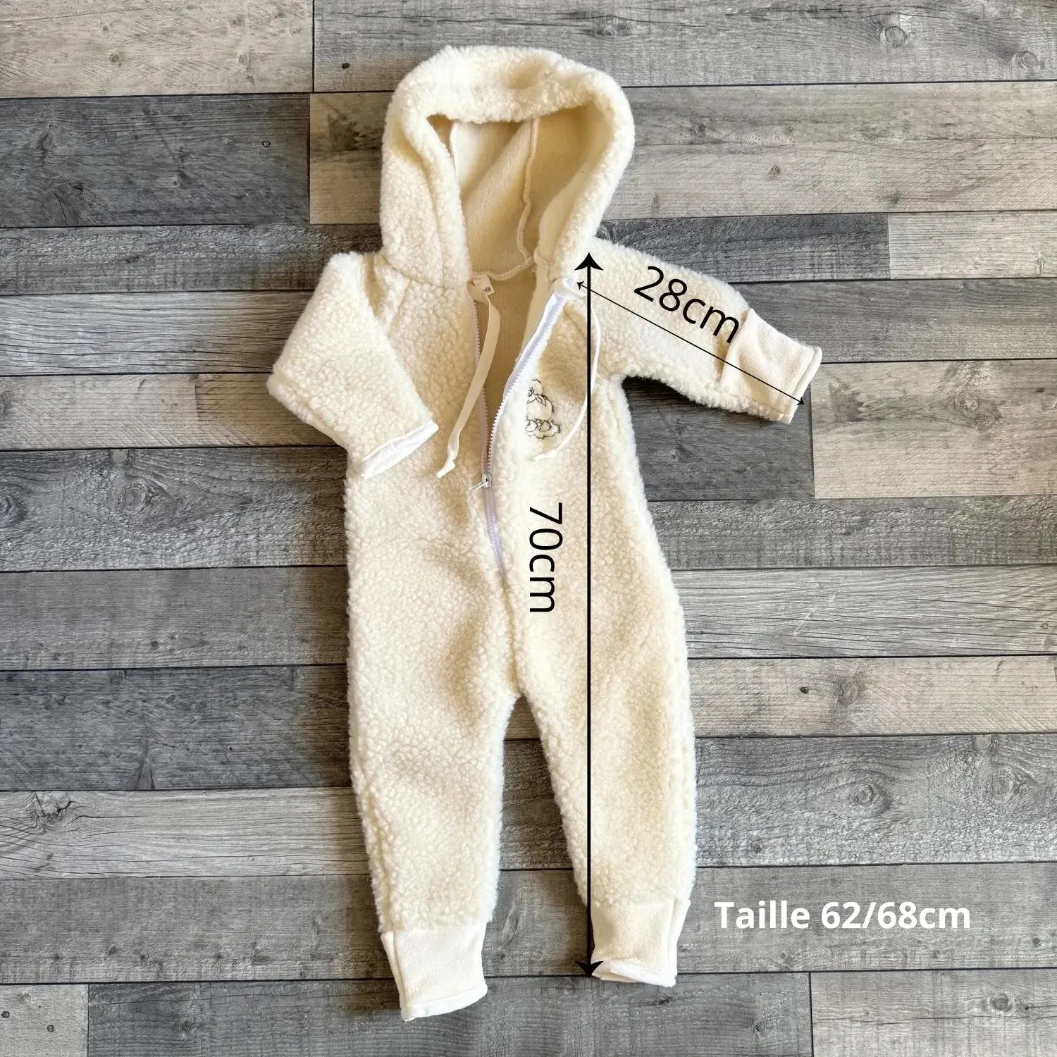 Combinaison Sassoupi laine vierge bébé capuche