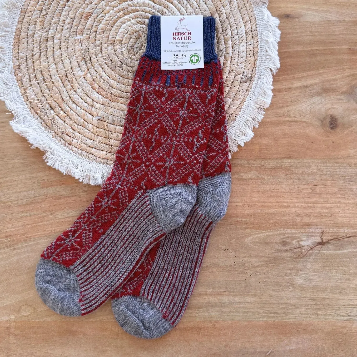 Hirsch Natur chaussettes flocons laine