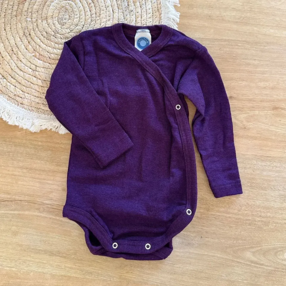 Cosilana body laine soie manches longues ouverture devant