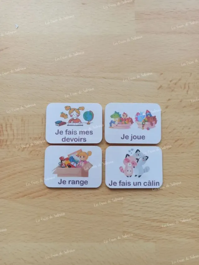 Les Créas de Sabrina Étiquettes tableau de routine lot de 4