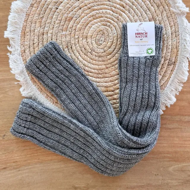 Hirsch Natur Jambières femme en laine bio côtelée