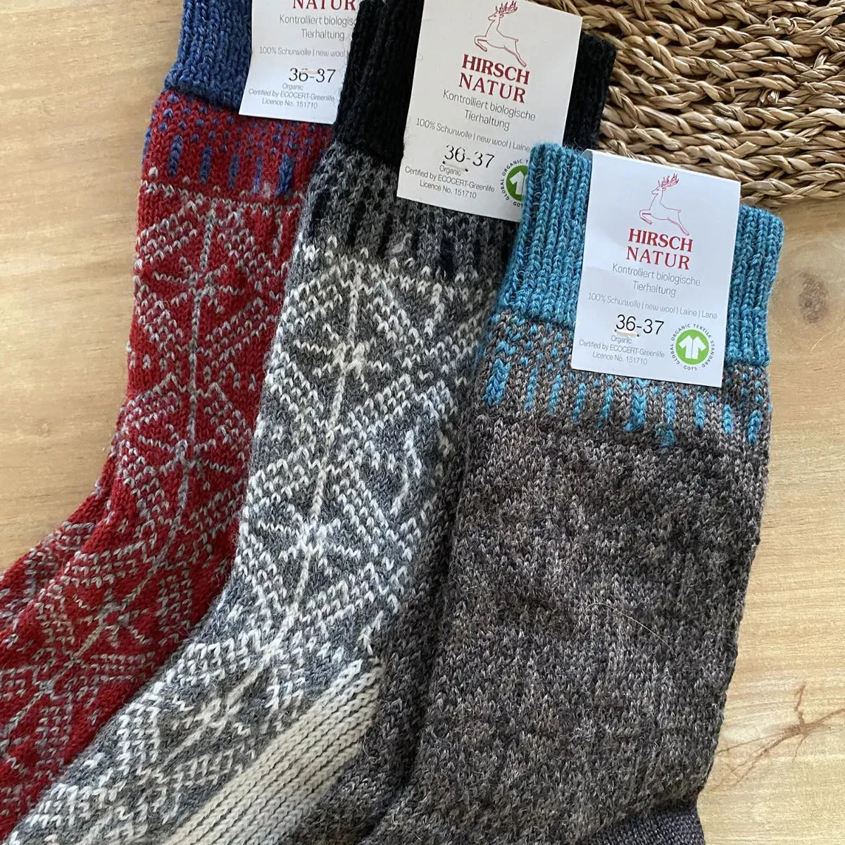 Hirsch Natur chaussettes flocons laine