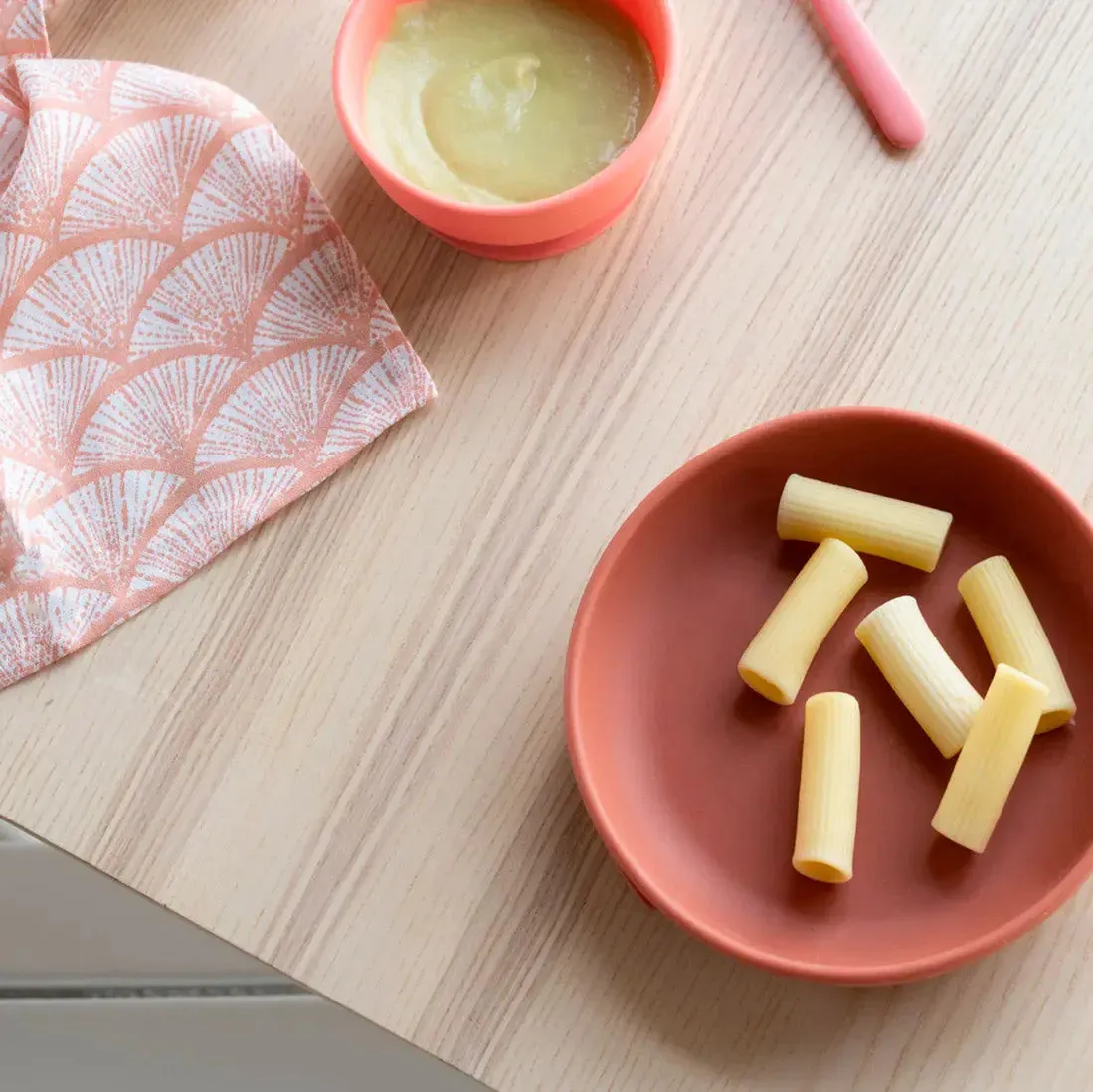 Ekobo set bébé silicone 4 pièces corail ventouse