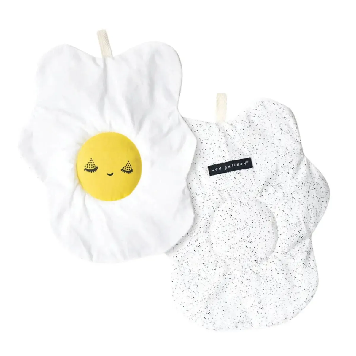 LiliNappy Wee Gallery Oeuf jouet froissé coton bio jaune et blanc
