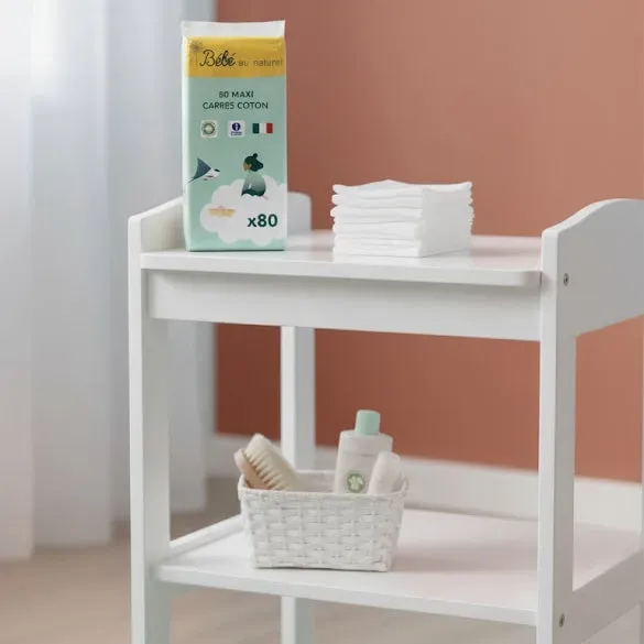 BEBE AU NATUREL Maxi Carrés coton bébé bio 80 pièces