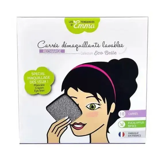 Les Tendances d’Emma carrés démaquillants lavables Gris lot de 10 eucalyptus