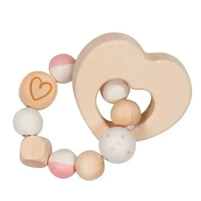 Heimess Hochet élastique bois Heart 10 cm