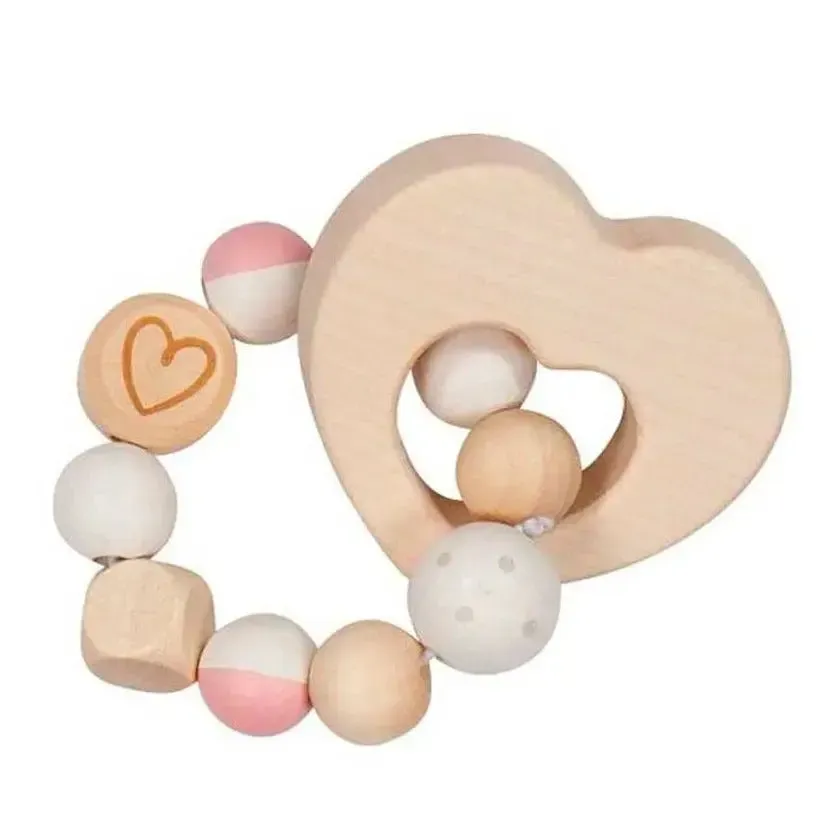 Heimess Hochet élastique bois Heart 10 cm