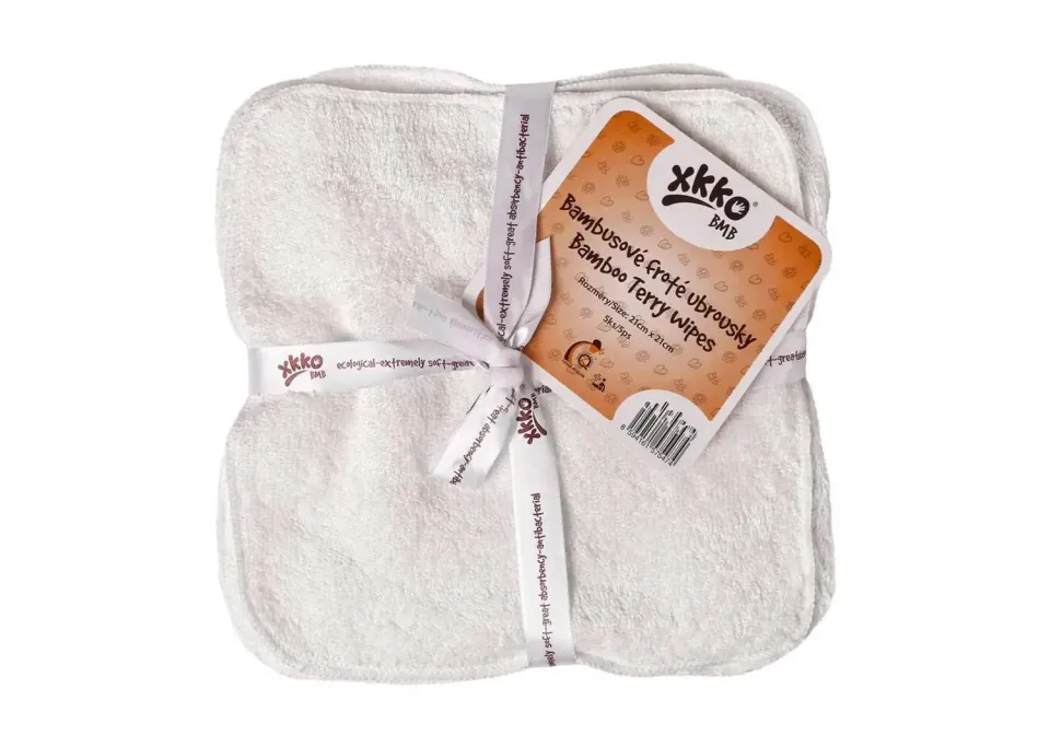 XKKO lot 5 grandes lingettes lavables éponge bambou 21x21 cm