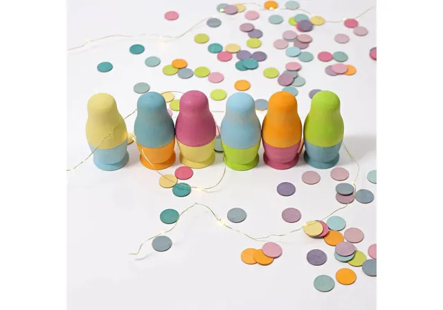 Grimm's confettis bois pastel 120 pièces réutilisables